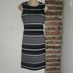 Calvin Klein Black Gray Dress Striped Size 2